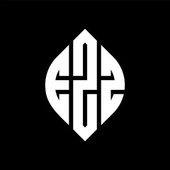 EZZ circle letter logo design with circle and ellipse shape. EZZ ellipse letters with typographic style. The three initials form a circle logo. EZZ Circle Emblem Abstract Monogram Letter Mark Vector.