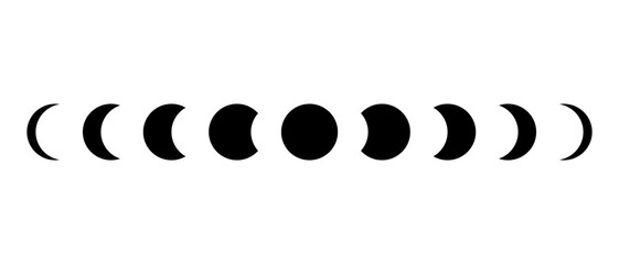Moon phases icon vector. Waning, half moons, crescent shape symbol. Lunar cycle sign © ElsaNur