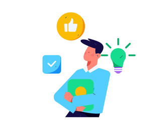 Flat vector illustration of business people operating work scene
