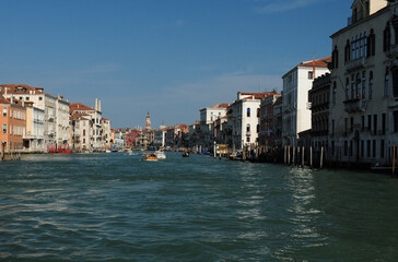 Fototapeta na wymiar Cruise On The Canale Grande Venice Italy On A Wonderful Spring Day With A Clear Blue Sky
