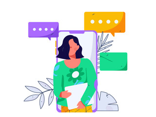 Flat vector illustration of business people operating work scene
