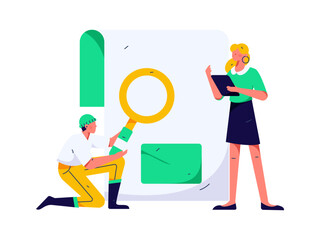 Flat vector illustration of business people operating work scene
