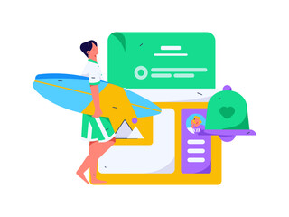 Flat vector illustration of business people operating work scene
