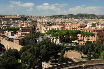 View From Castel Sant'Angelo In Rome Italy On A Wonderful Spring Day With A Few Clouds In The Sky