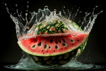Juicy Watermelon Splash, Created with Generative AI Technology