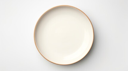 Empty Ceramic Round Plate on White Background. Dish, Tableware, Serving, Decoration
