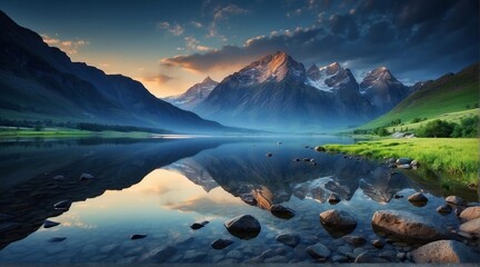 Fototapeta na wymiar natures beauty reflected in mountain waters generated by ai