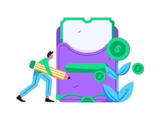 Flat vector illustration of business people operating work scene
