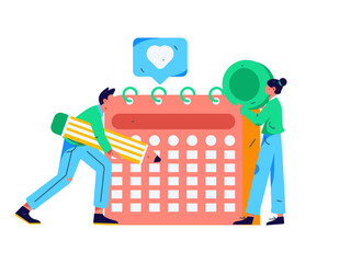 Flat vector illustration of business people operating work scene
