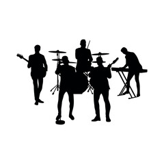 Silhouette vector illustration of band music player