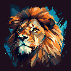 Majestic minimalist lion vector illustration. - obrazy, fototapety, plakaty