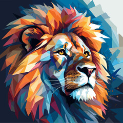 Majestic minimalist lion vector illustration.