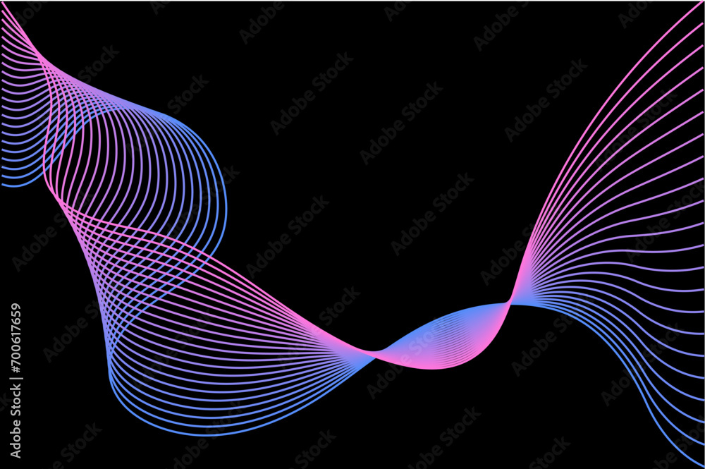Poster abstract vector background with futuristic neon waves, dynamic motion, and smooth gradients