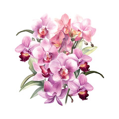flower, orchid watercolor botanical, bloom