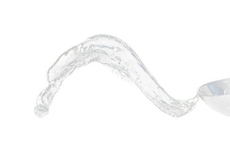 Shape form throw of Water splashes into Line water in air and stop motion freeze shot. Shape form Water for clear texture graphic resource elements, black background isolated