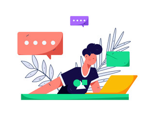 Flat vector illustration of business people operating work scene
