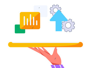 Flat vector illustration of business people operating work scene
