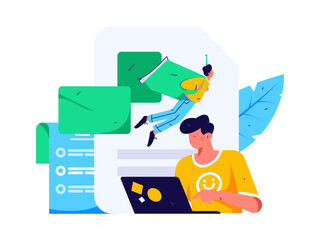 Flat vector illustration of business people operating work scene
