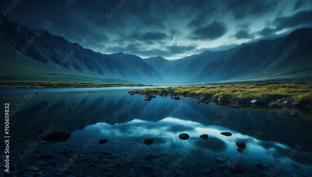Wall mural natures beauty reflected in mountain waters generated by ai - Wall murals