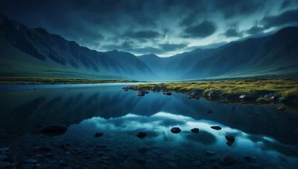 Foto op Canvas natures beauty reflected in mountain waters generated by ai © Shahida