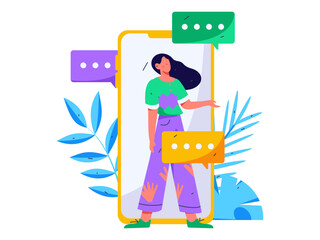 Flat vector illustration of business people operating work scene
