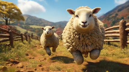 Fototapeta premium sheep and lambs
