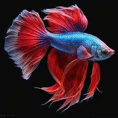 Fototapeta premium Giant color betta fish isolated on black background