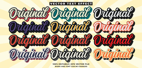 Vintage text effect template with 3d style,Retro vintage text effect Bundle, Editable text effect - obrazy, fototapety, plakaty