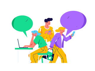 Flat vector illustration of business people operating work scene
