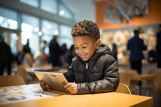 A student accessing educational apps on a tablet, highlighting the integration of technology in learning.