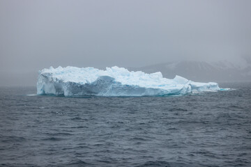 Ice floe in Antarctica on an overcast day.
