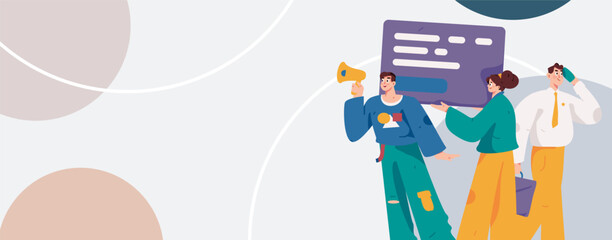 Flat vector illustration of business people operating work scene
