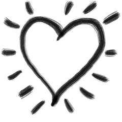 black heart shape icon, icon hand writtern