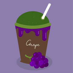 Flat Design Illustration with Takeaway Cup of Hot Drink and Grape Cream 