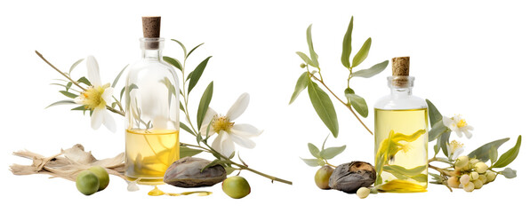 olive oil isolated on a transparent PNG background, white background, Generative Ai