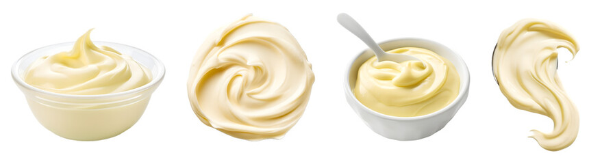 mayonnaise isolated on a transparent PNG background, white background, Generative Ai