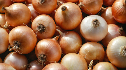 Pile of Onions, onion background - obrazy, fototapety, plakaty