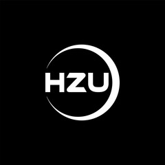 HZU letter logo design with black background in illustrator, cube logo, vector logo, modern alphabet font overlap style. calligraphy designs for logo, Poster, Invitation, etc.