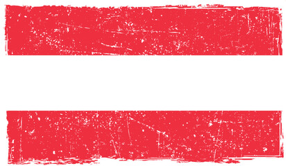 Austria red and white flag, country flag painted on grunge texture.