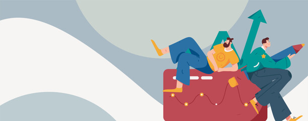 Obraz premium Flat vector illustration of business people operating work scene 