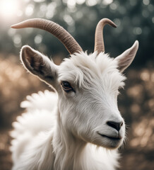 a goat's face with a bokeh feel