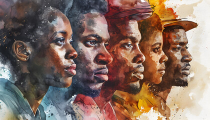 Generate a watercolor-style banner for Black History Month,