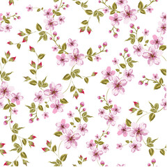 seamless pattern with pink flowers