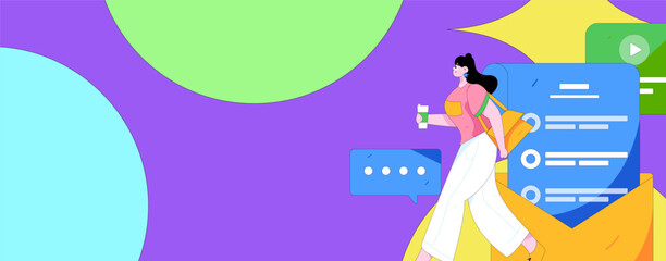 Flat vector illustration of business people operating work scene
