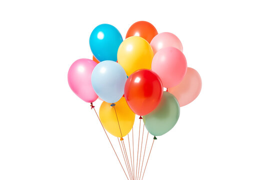 Assortment of Colorful Party Balloons | Isolated on Transparent & White Background | PNG File with Transparency