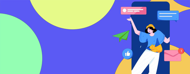 Flat vector illustration of business people operating work scene
