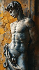 Obraz premium A stone ancient greek, roman stoic sculpture, statue of a person.