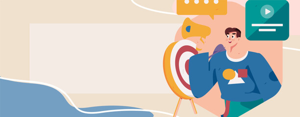 Flat vector illustration of business people operating work scene
