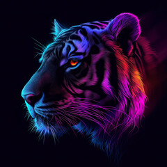 Tiger - Stylistic Vibrant Neon Mascot Design