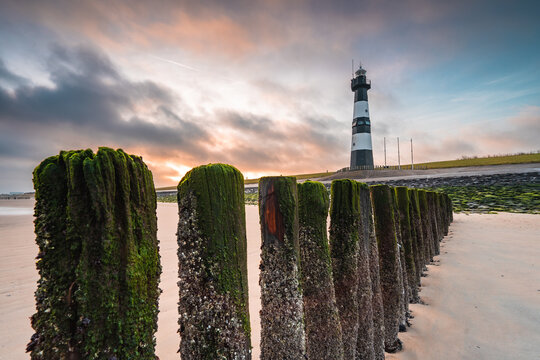 The Lighthouse of Breskens, Zeeland, early morning.
